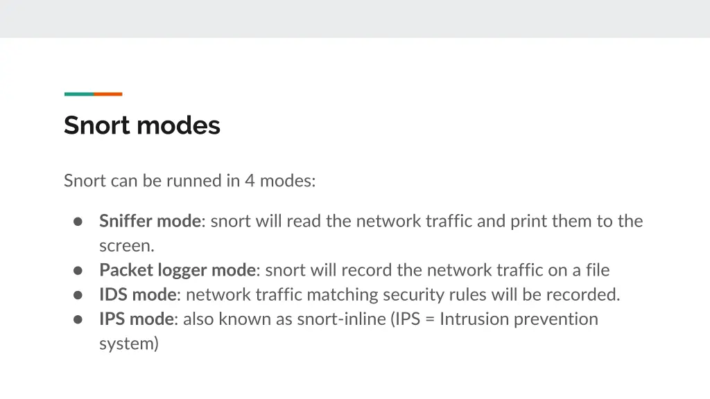 snort modes