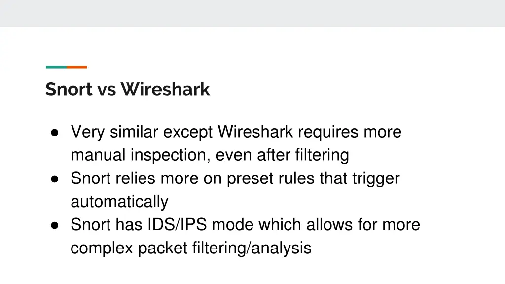 snort vs wireshark