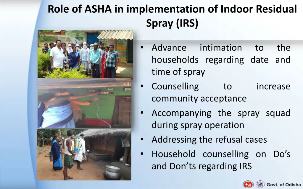 role of asha in implementation of indoor residual