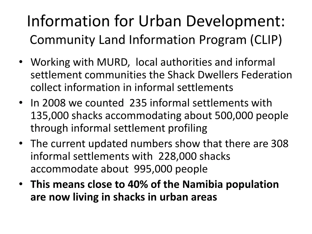 information for urban development community land