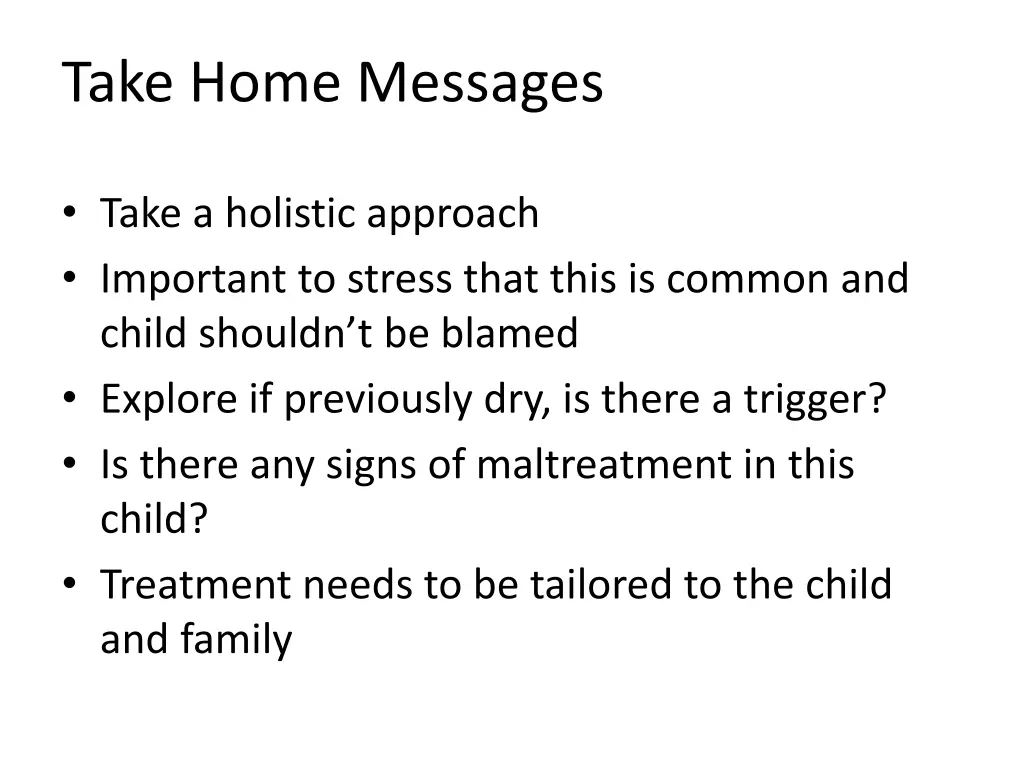 take home messages