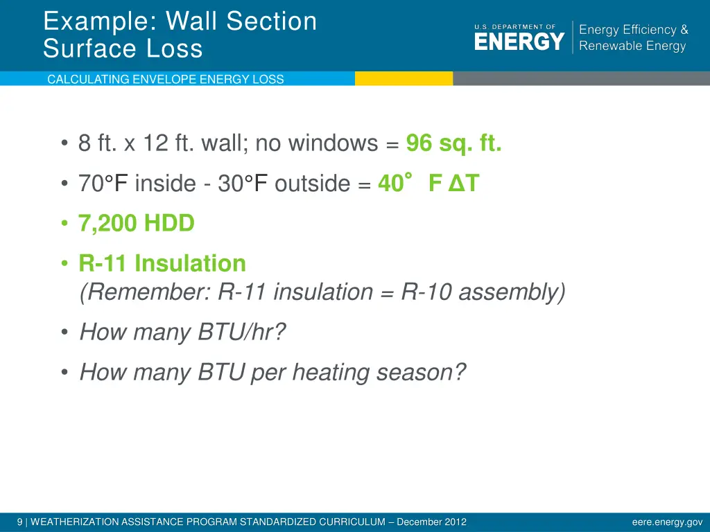 example wall section surface loss