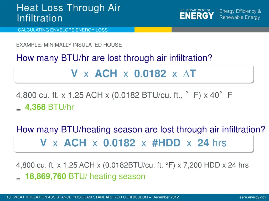 heat loss through air infiltration 1