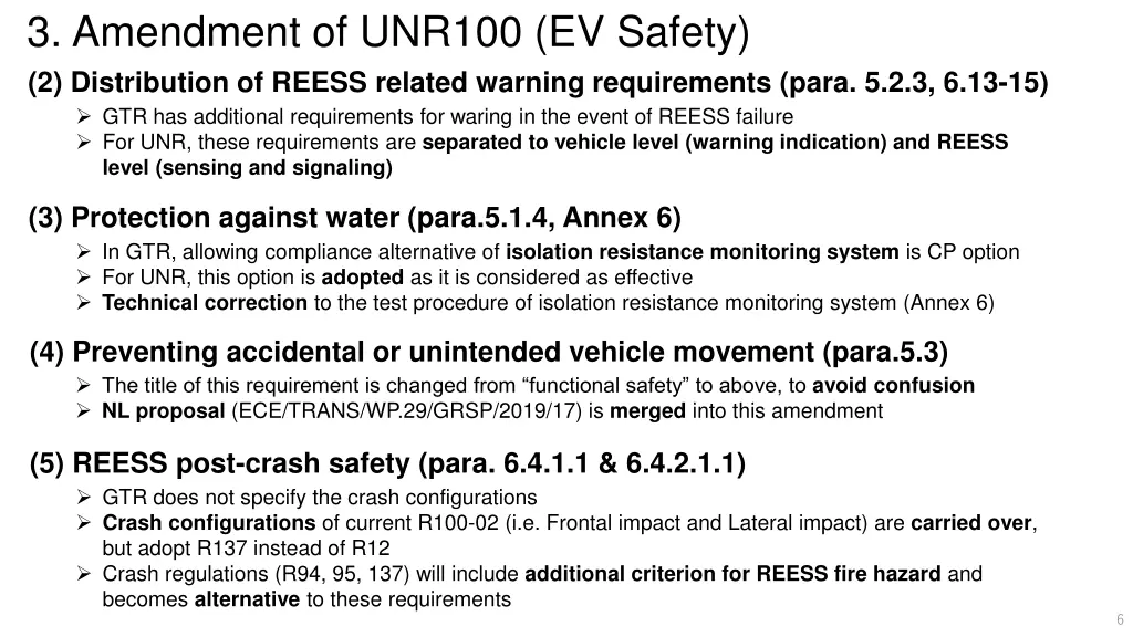 3 amendment of unr100 ev safety 2 distribution