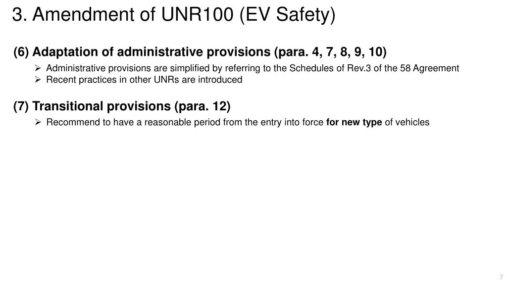 3 amendment of unr100 ev safety