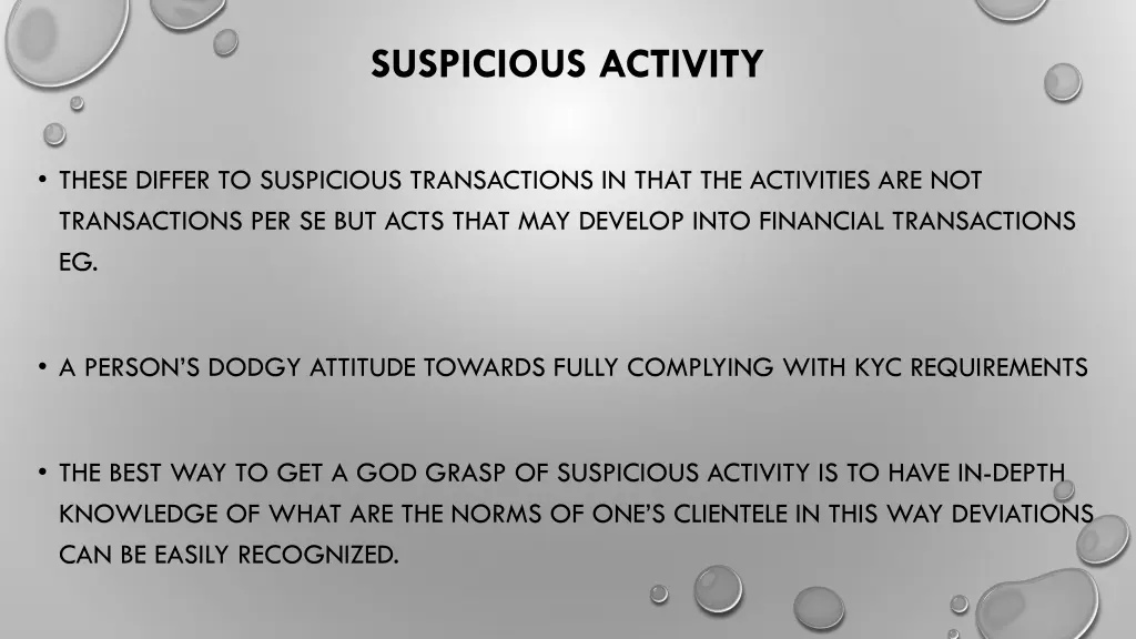 suspicious activity