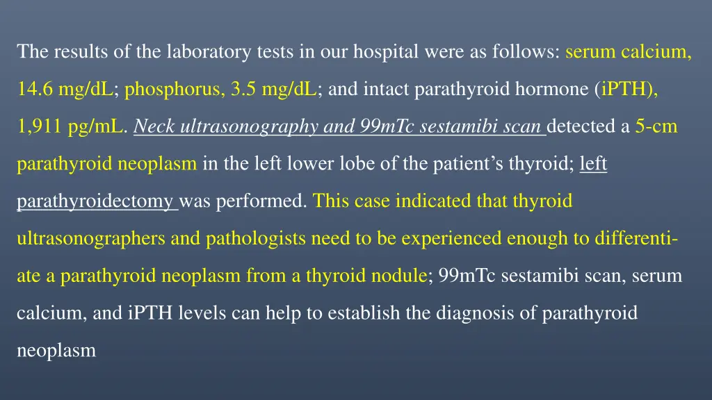 the results of the laboratory tests