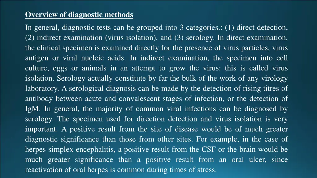 overview of diagnostic methods in general