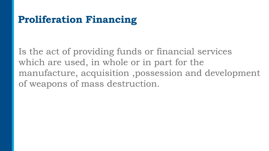 proliferation financing