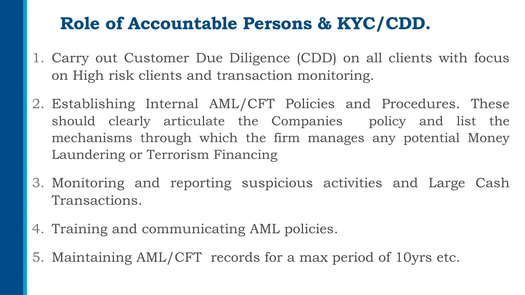 role of accountable persons kyc cdd