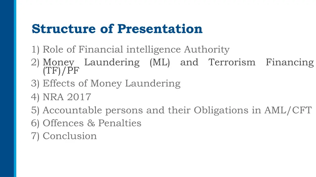 structure of presentation