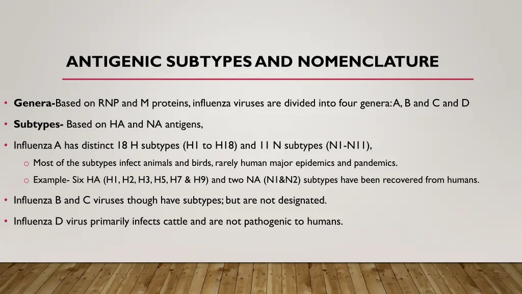 antigenic subtypes and nomenclature