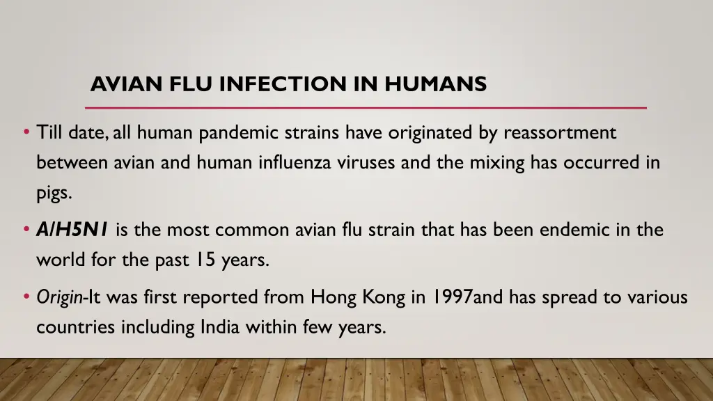 avian flu infection in humans