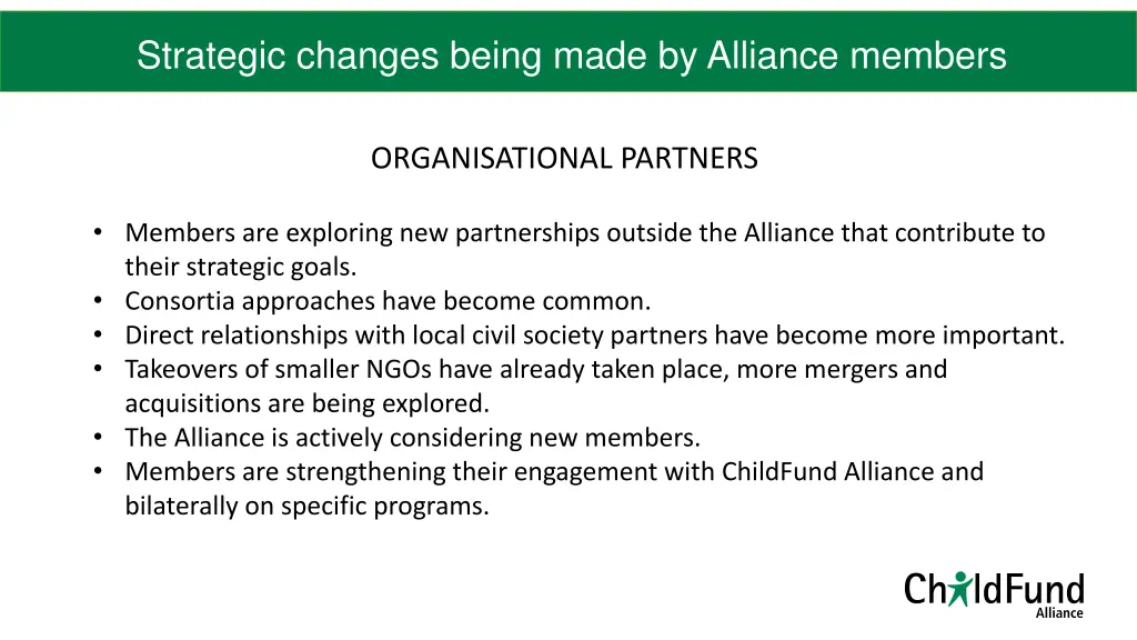 strategic changes being made by alliance members 2