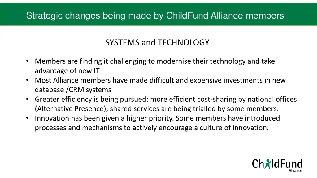 strategic changes being made by childfund 1