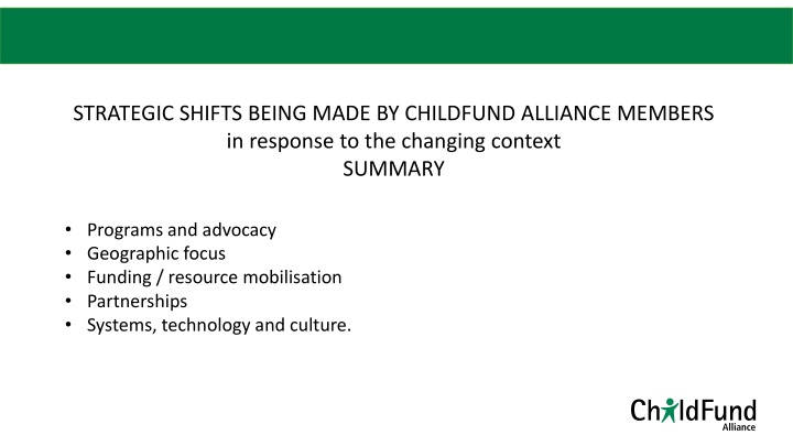 strategic shifts being made by childfund alliance