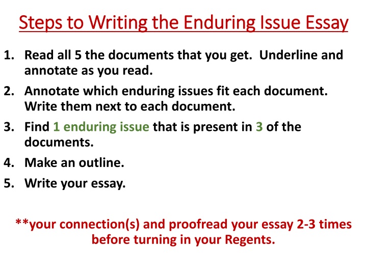 steps to writing the enduring issue essay steps