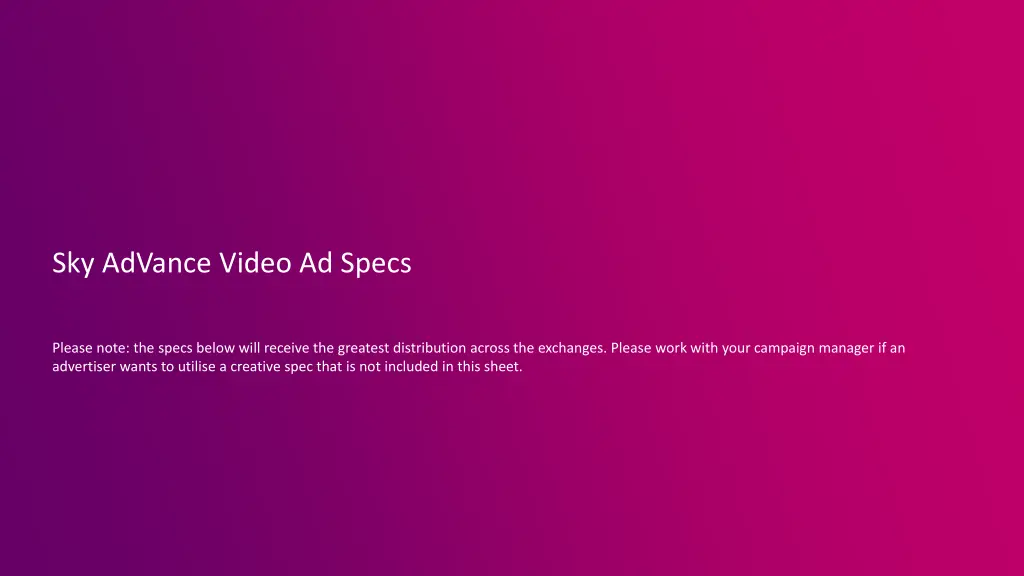 sky advance video ad specs