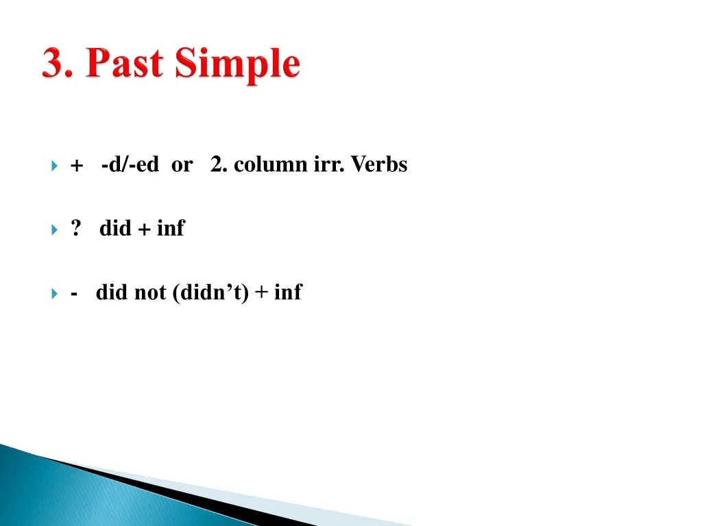 d ed or 2 column irr verbs