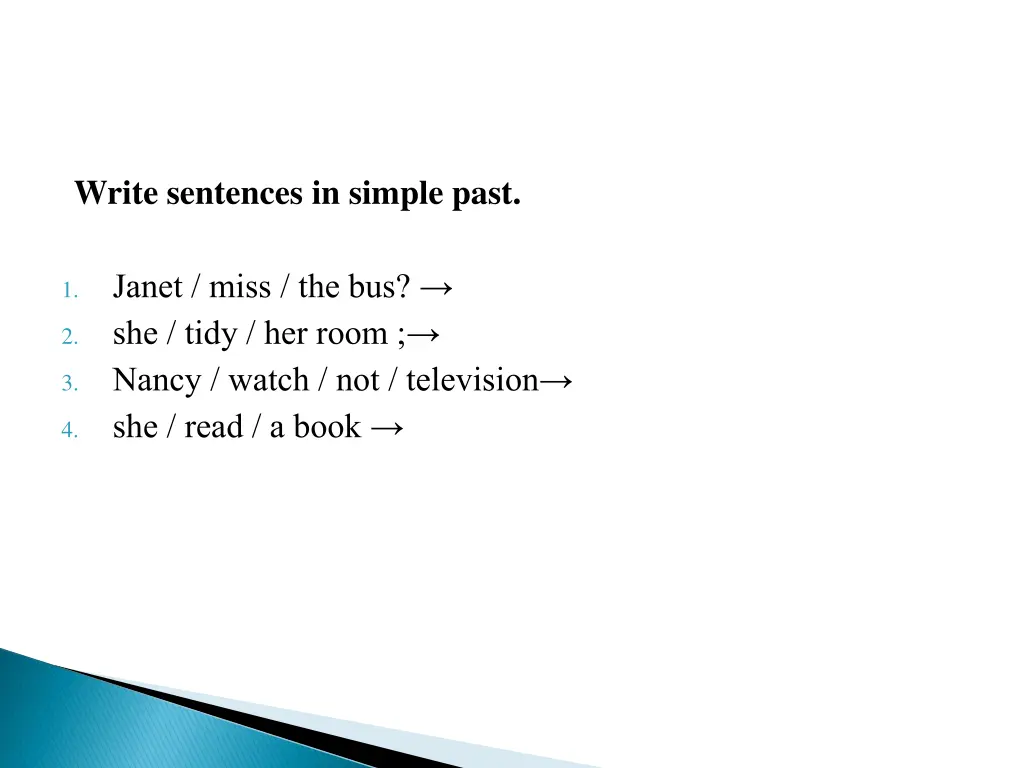 write sentences in simple past