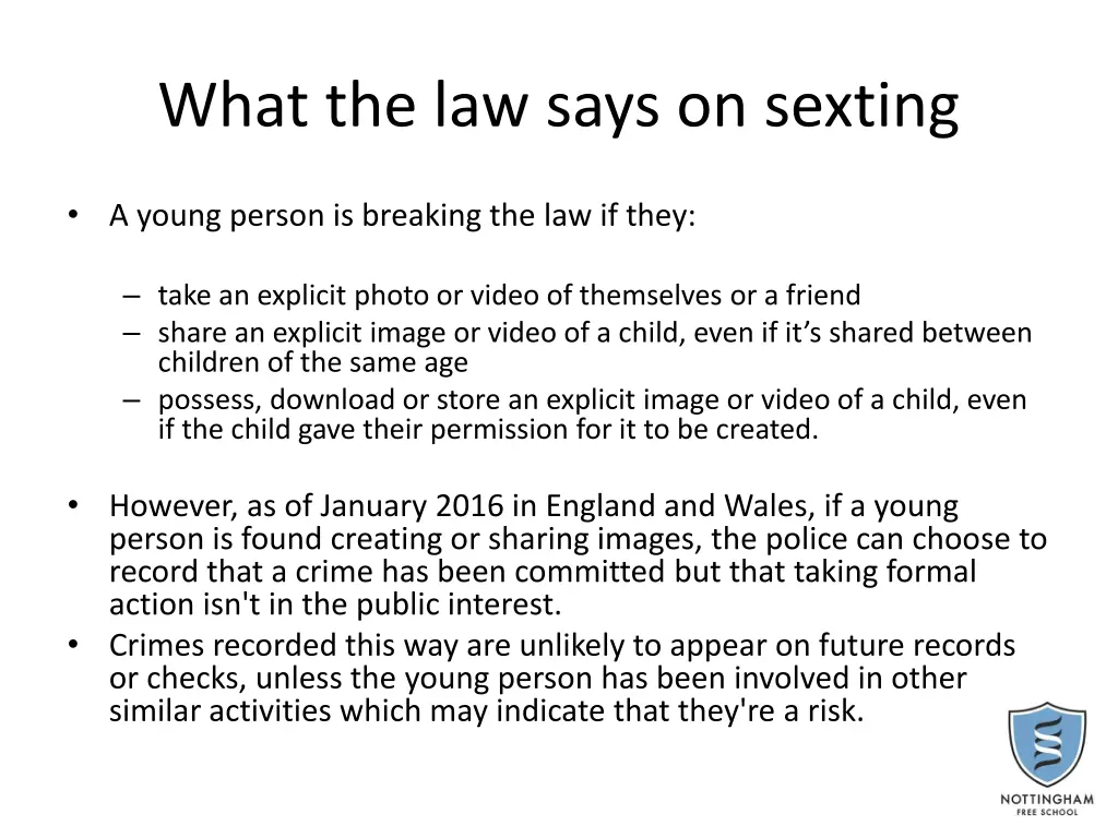 what the law says on sexting