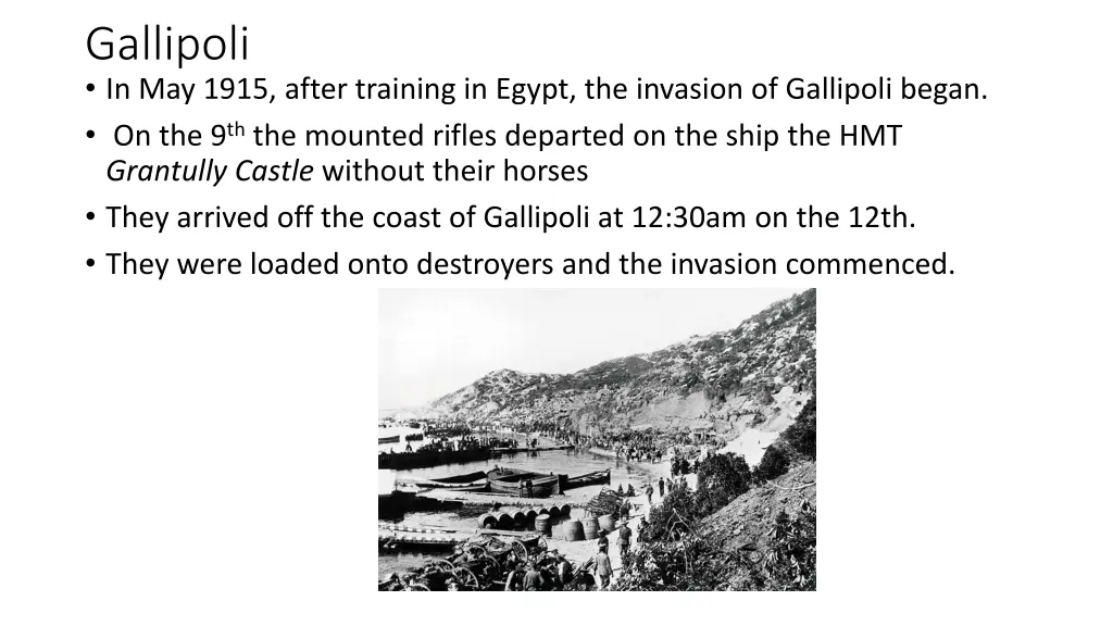 gallipoli in may 1915 after training in egypt