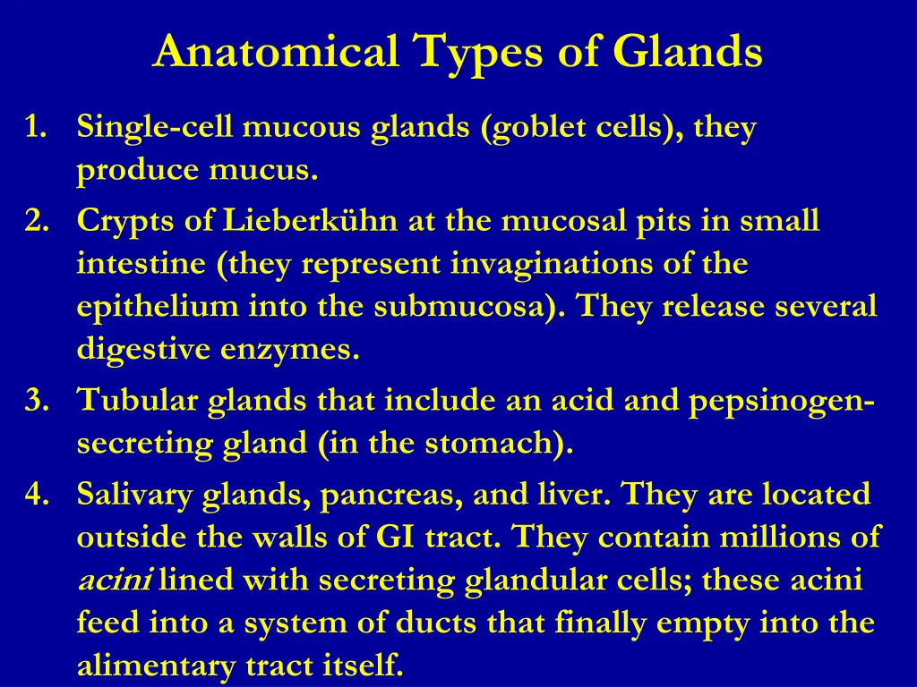 anatomical types of glands