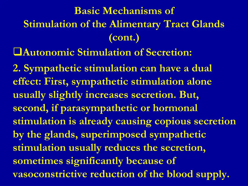 basic mechanisms of stimulation of the alimentary 1