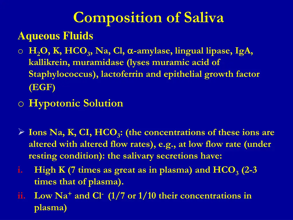 composition of saliva aqueous fluids