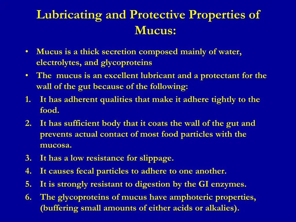 lubricating and protective properties of mucus