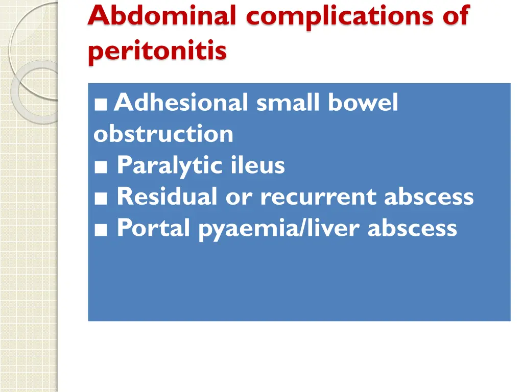 abdominal complications of peritonitis