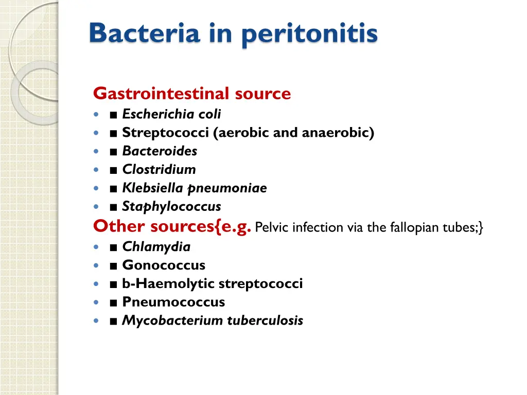 bacteria in peritonitis