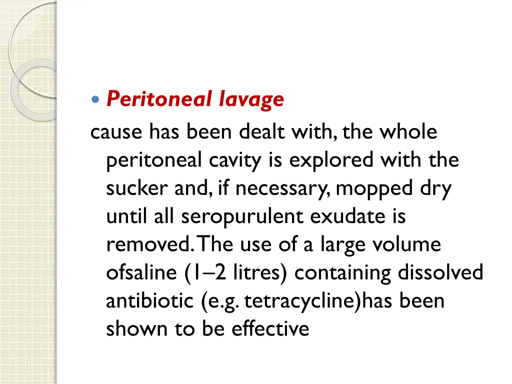 peritoneal lavage cause has been dealt with