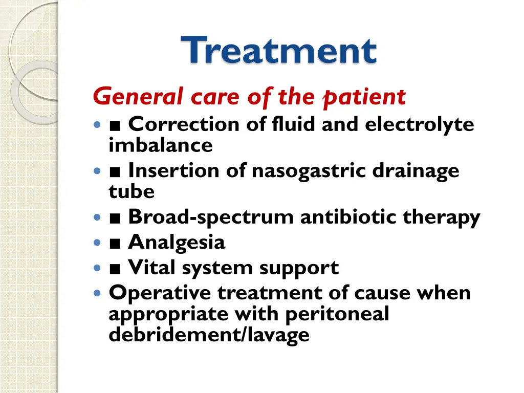 treatment general care of the patient correction