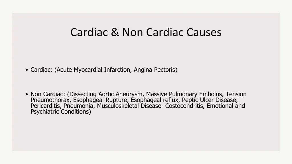 cardiac non cardiac causes