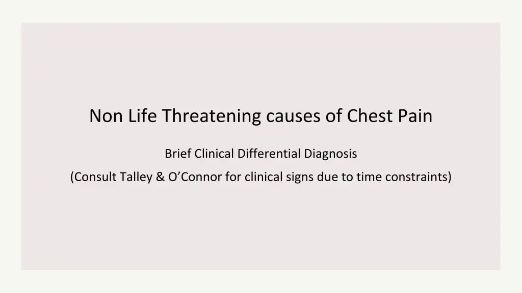 non life threatening causes of chest pain