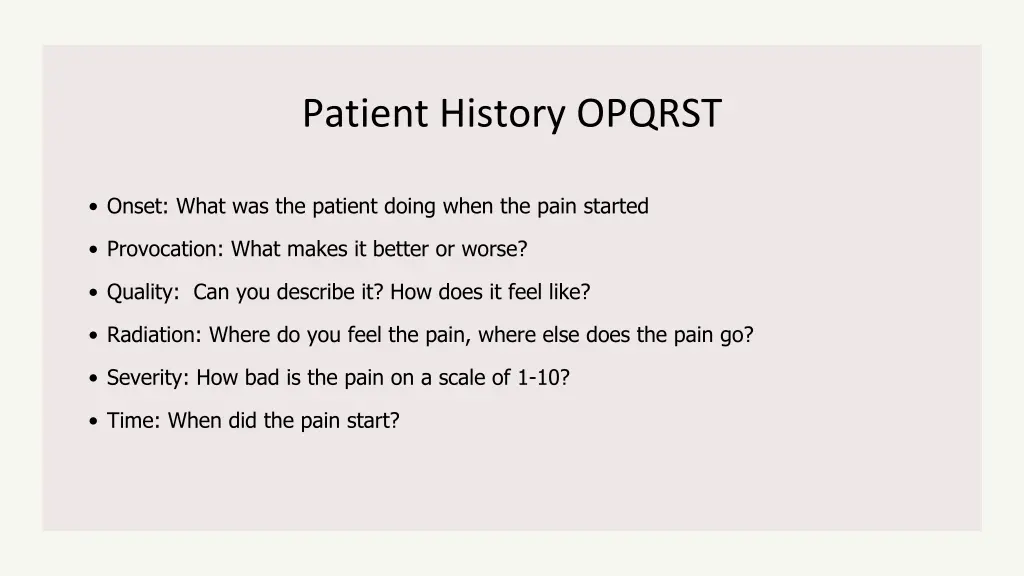 patient history opqrst