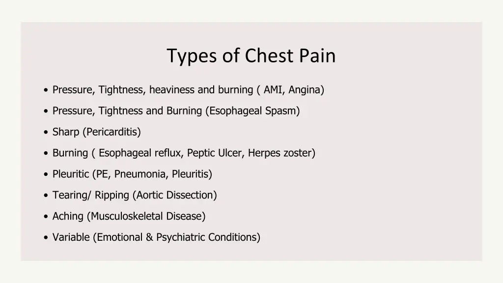 types of chest pain