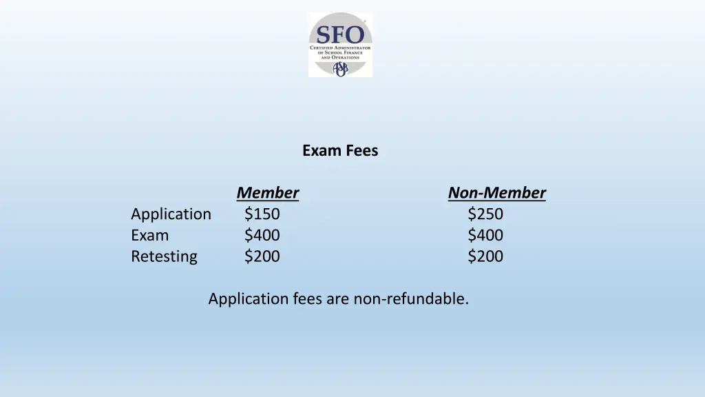 exam fees