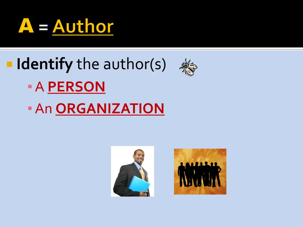 identify the author s a person an organization