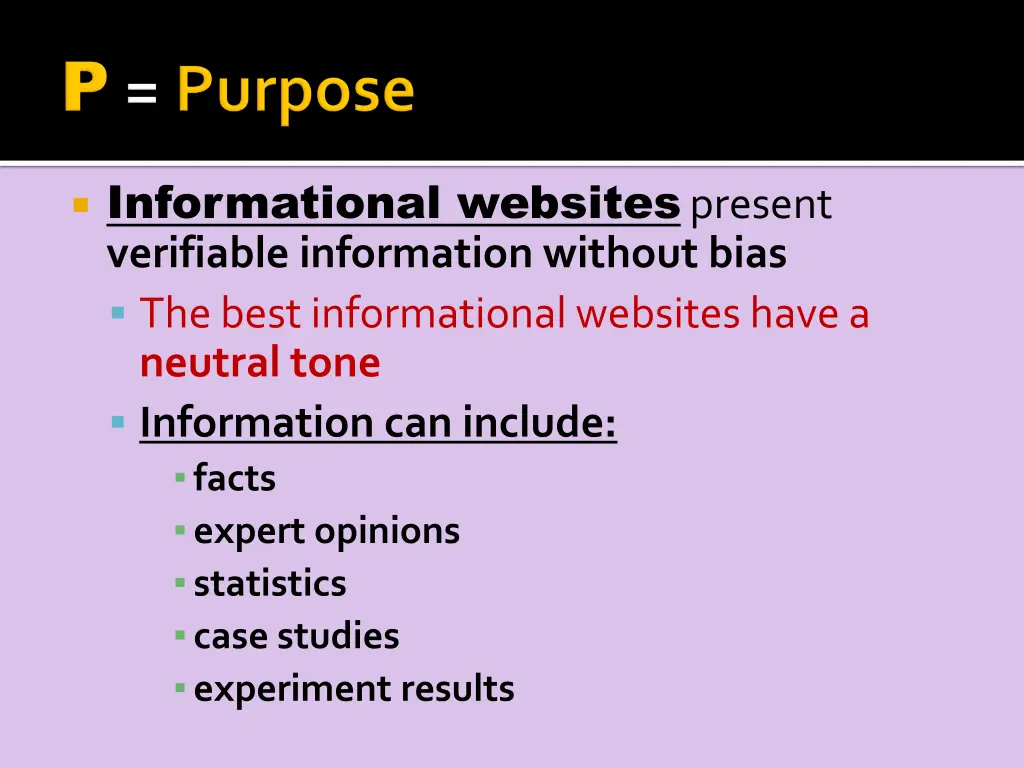 informational websites present verifiable