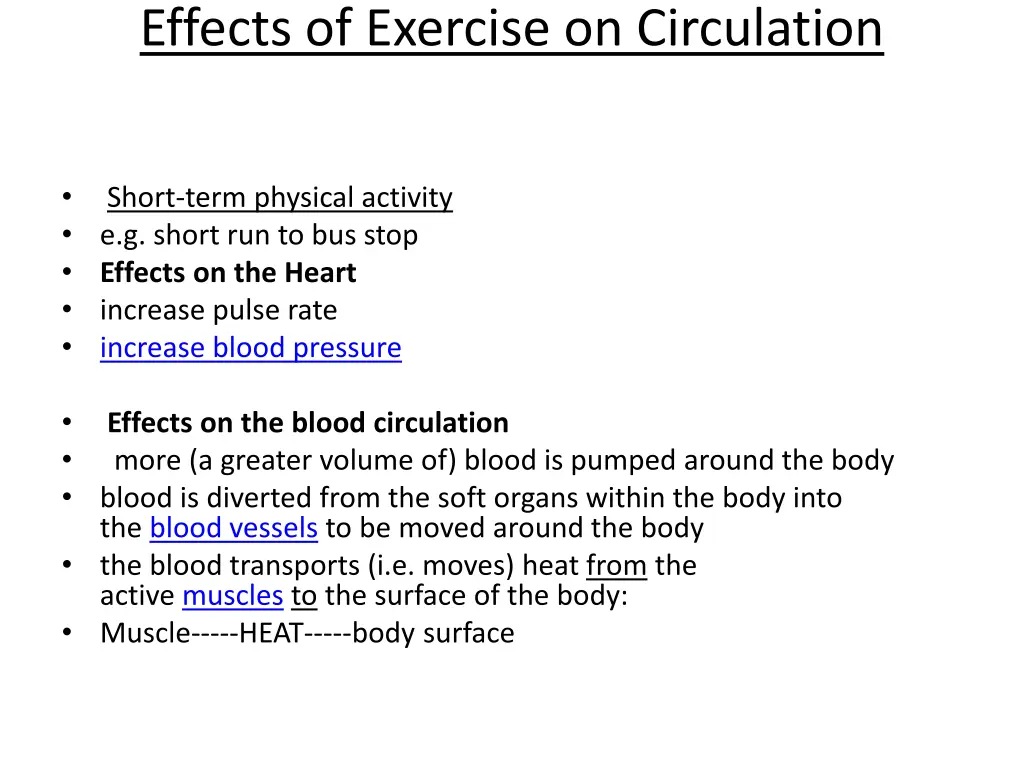 effects of exercise on circulation