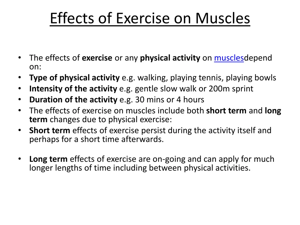 effects of exercise on muscles