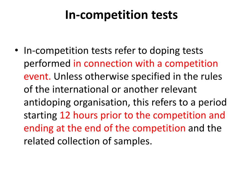 in competition tests