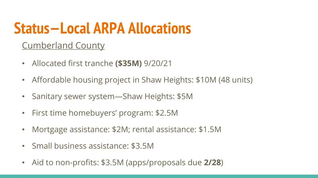 status local arpa allocations cumberland county