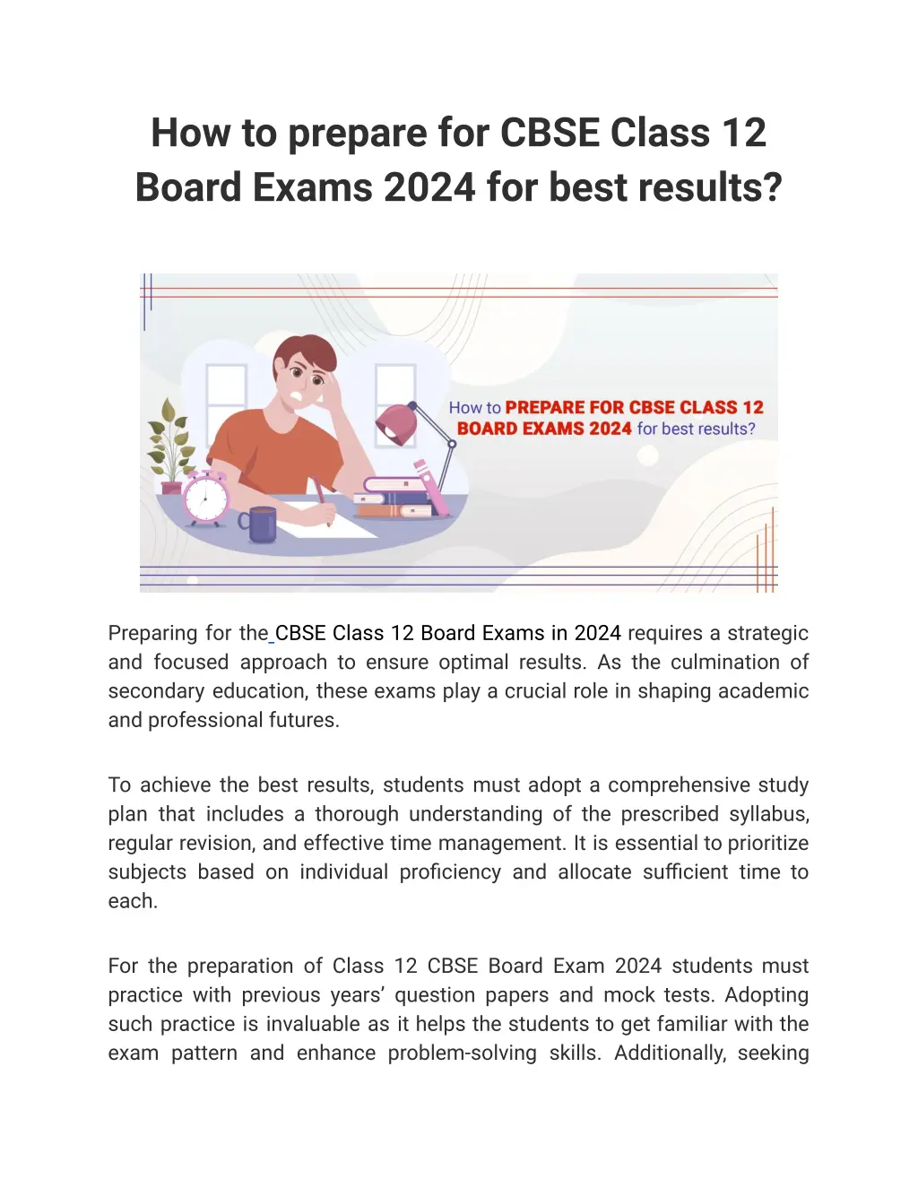 how to prepare for cbse class 12 board exams 2024