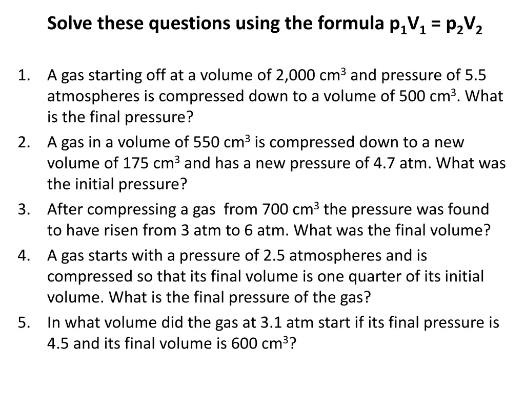 solve these questions using the formula