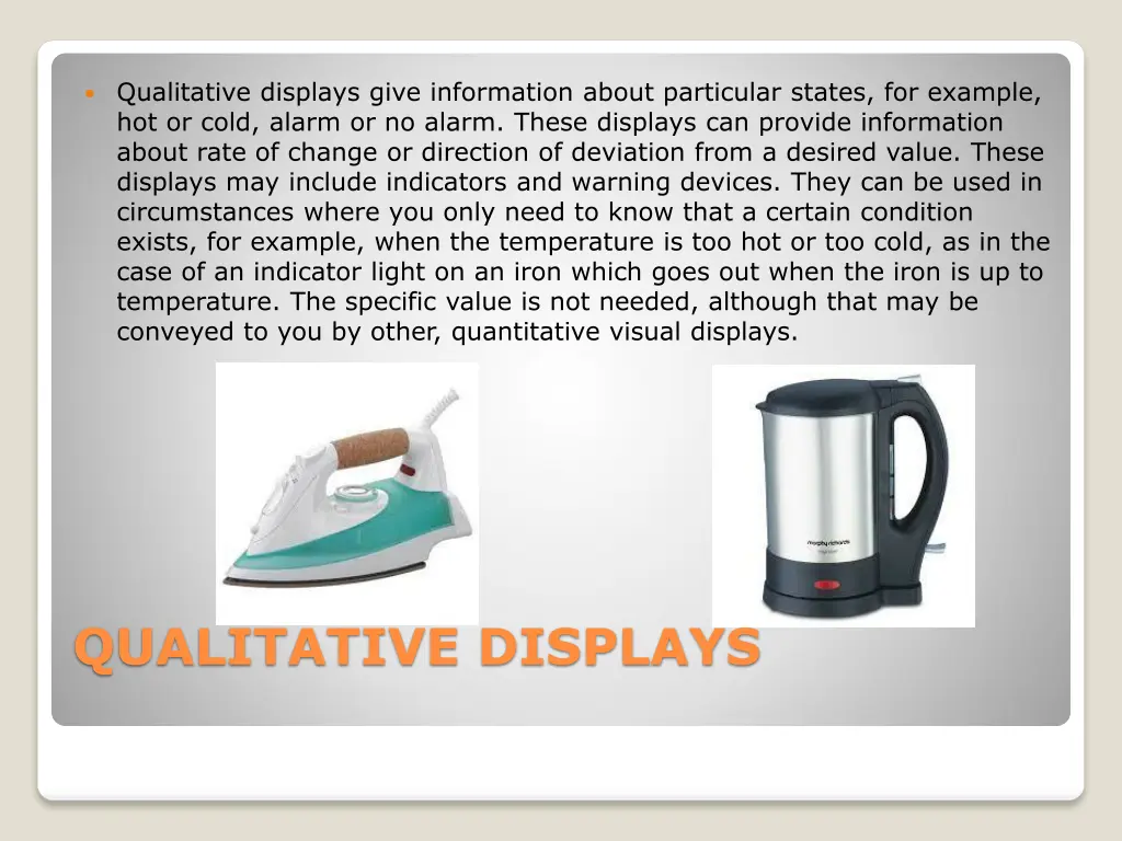 qualitative displays give information about