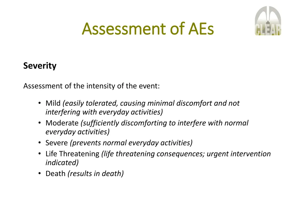 assessment of aes assessment of aes