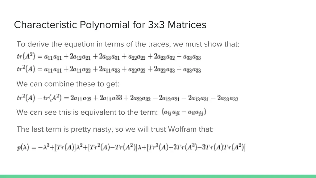 characteristic polynomial for 3x3 matrices 1